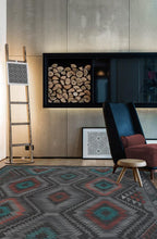 Load image into Gallery viewer, Dessa Diamond Charcoal Rug