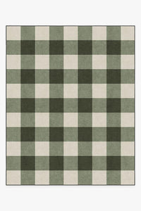 Buffalo Plaid Green & White Rug