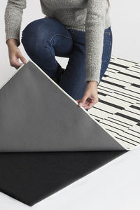 Broken Stripe Black Rug