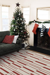 Broken Stripe Red Rug