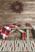 Load image into Gallery viewer, Broken Stripe Red &amp; Green Rug
