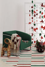 Load image into Gallery viewer, Broken Stripe Red &amp; Green Rug
