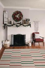 Load image into Gallery viewer, Broken Stripe Red &amp; Green Rug
