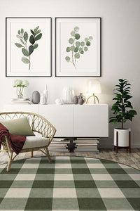 Buffalo Plaid Green & White Rug