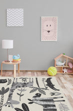 Load image into Gallery viewer, Jungle Safari Black &amp; White Rug
