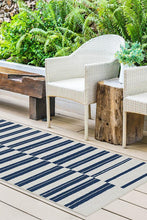 Load image into Gallery viewer, Outdoor Offset Stripe Navy Rug
