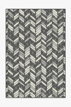 Load image into Gallery viewer, Outdoor Painted Chevron Black Rug
