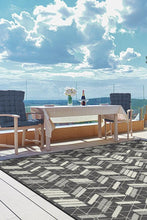 Load image into Gallery viewer, Outdoor Painted Chevron Black Rug
